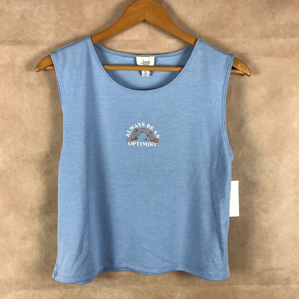 JENNI Sleepwear Blue Optimist Graphic Soft Sleep Tank NWT MEDIUM